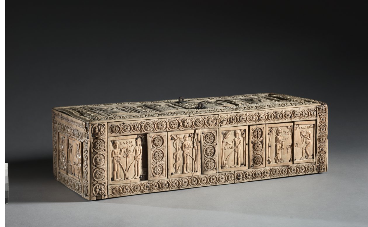 Elfenbensboks med scener av Adam og Eva, 1000-1100-tallet av Byzantine School