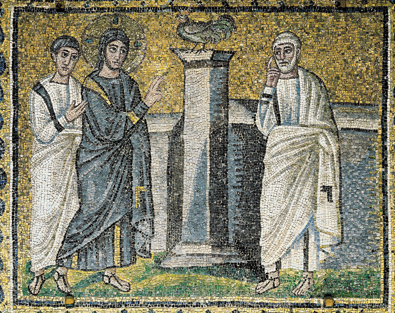 Jesus forutsier Peters fornektelse, scener fra Kristi liv (mosaikk) av Byzantine School