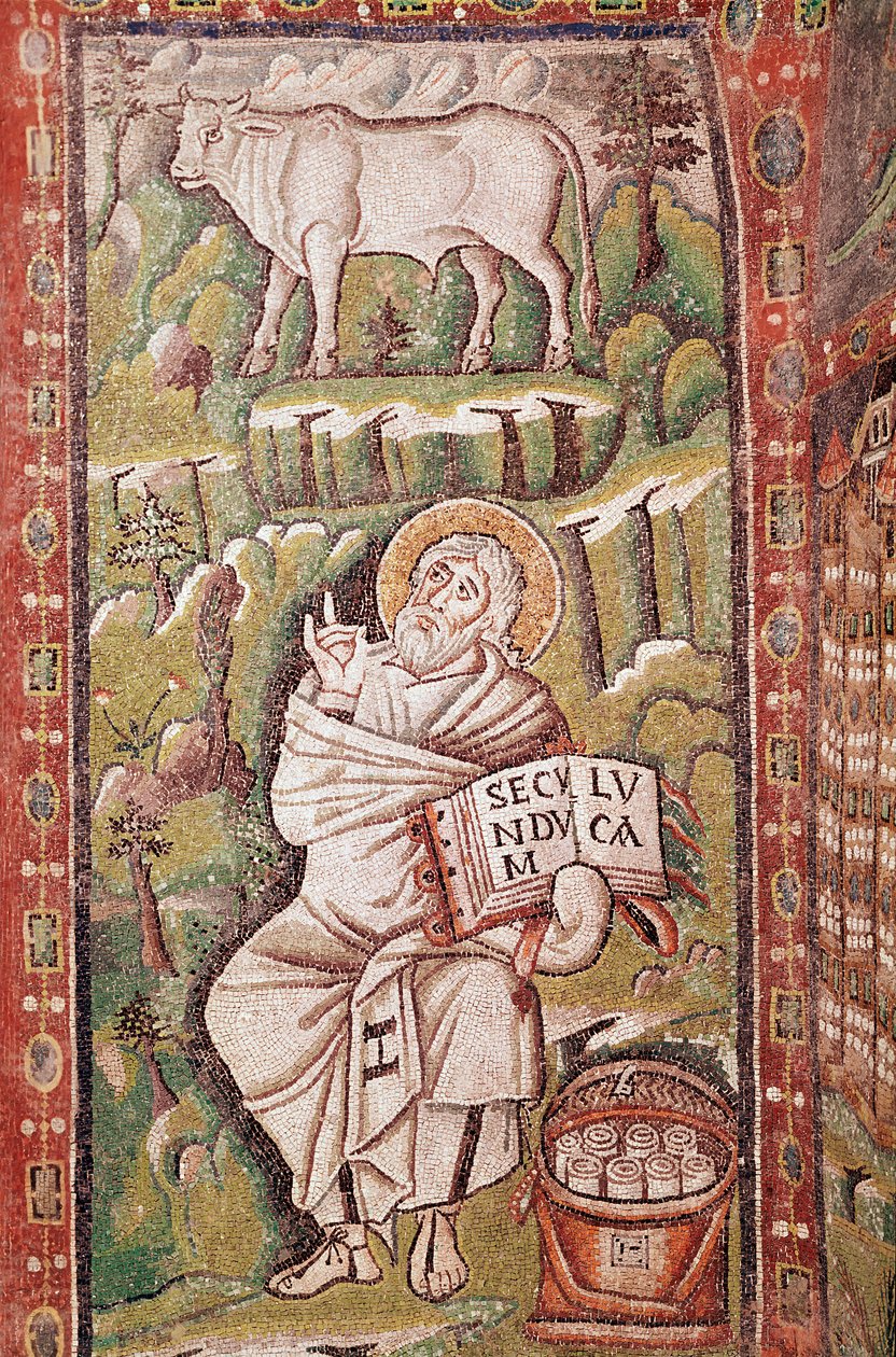 Evangelisten Lukas (mosaikkdetalj, 600-tallet) av Byzantine School