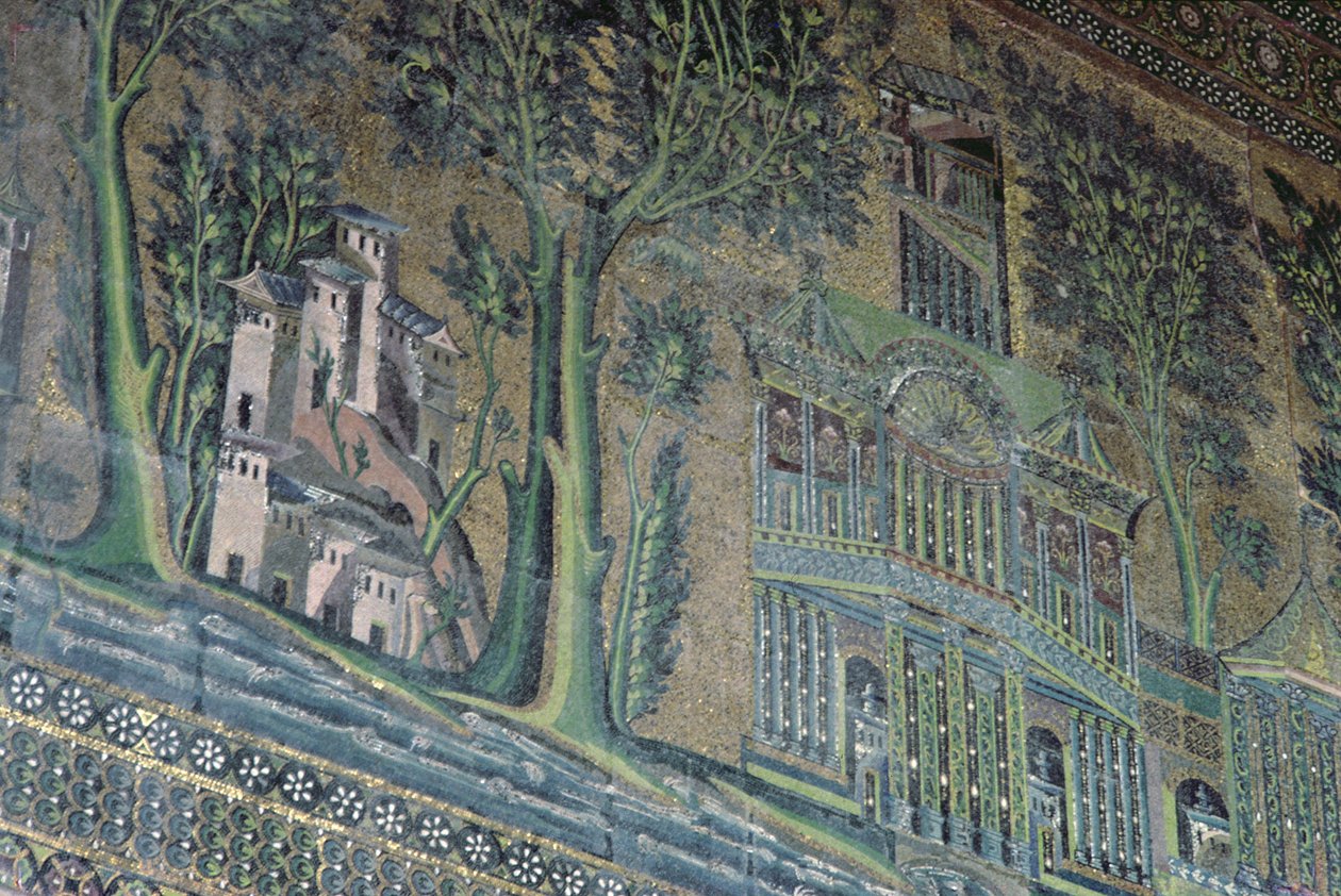 Mosaikker på vestportikoen, 8. århundre (mosaikk) av Byzantine School