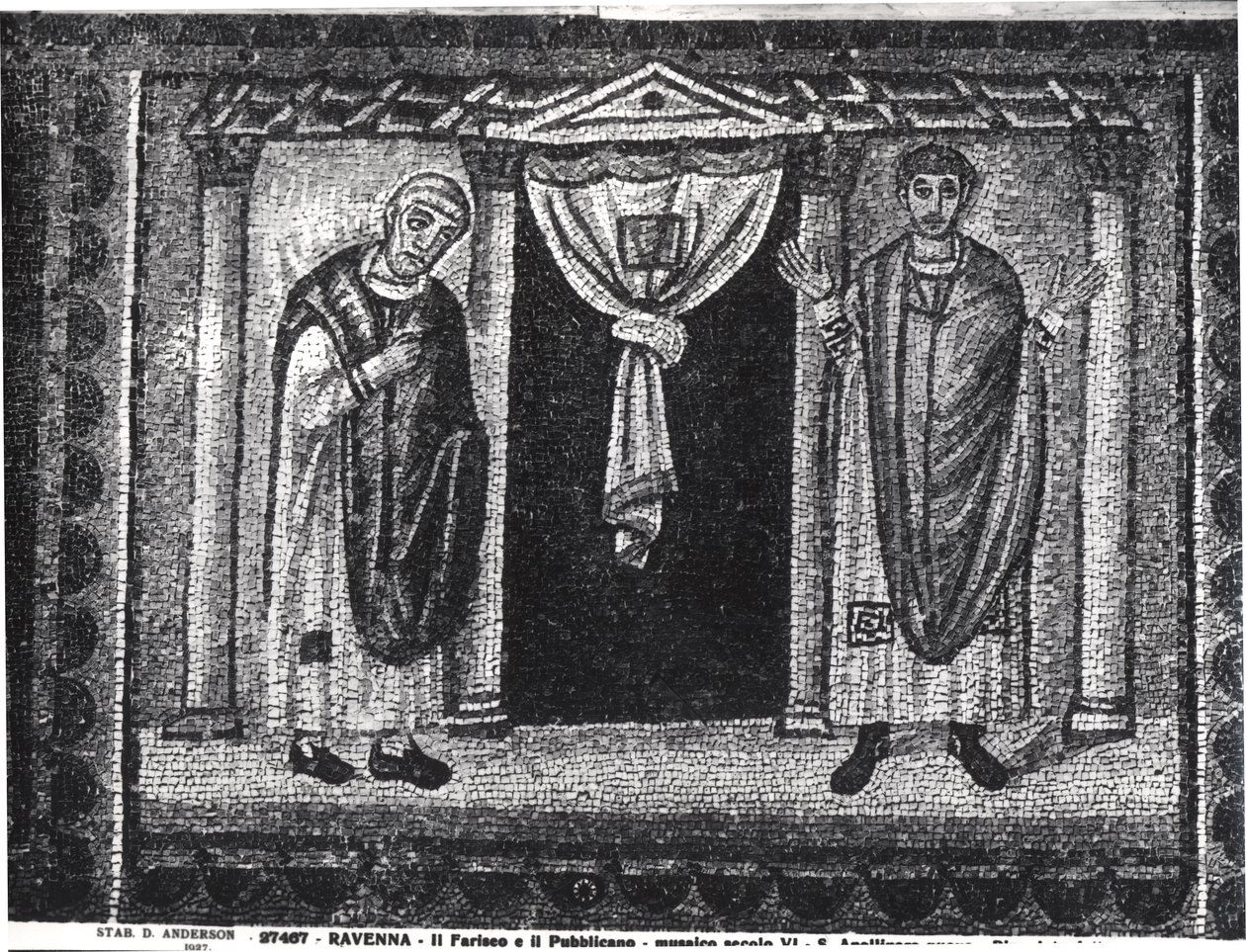 Lignelse om fariseeren og skatteoppkreveren (mosaikk) av Byzantine School