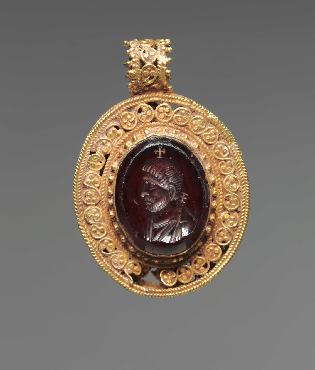 Anheng med Portrait Intaglio, 500-tallet av Byzantine School