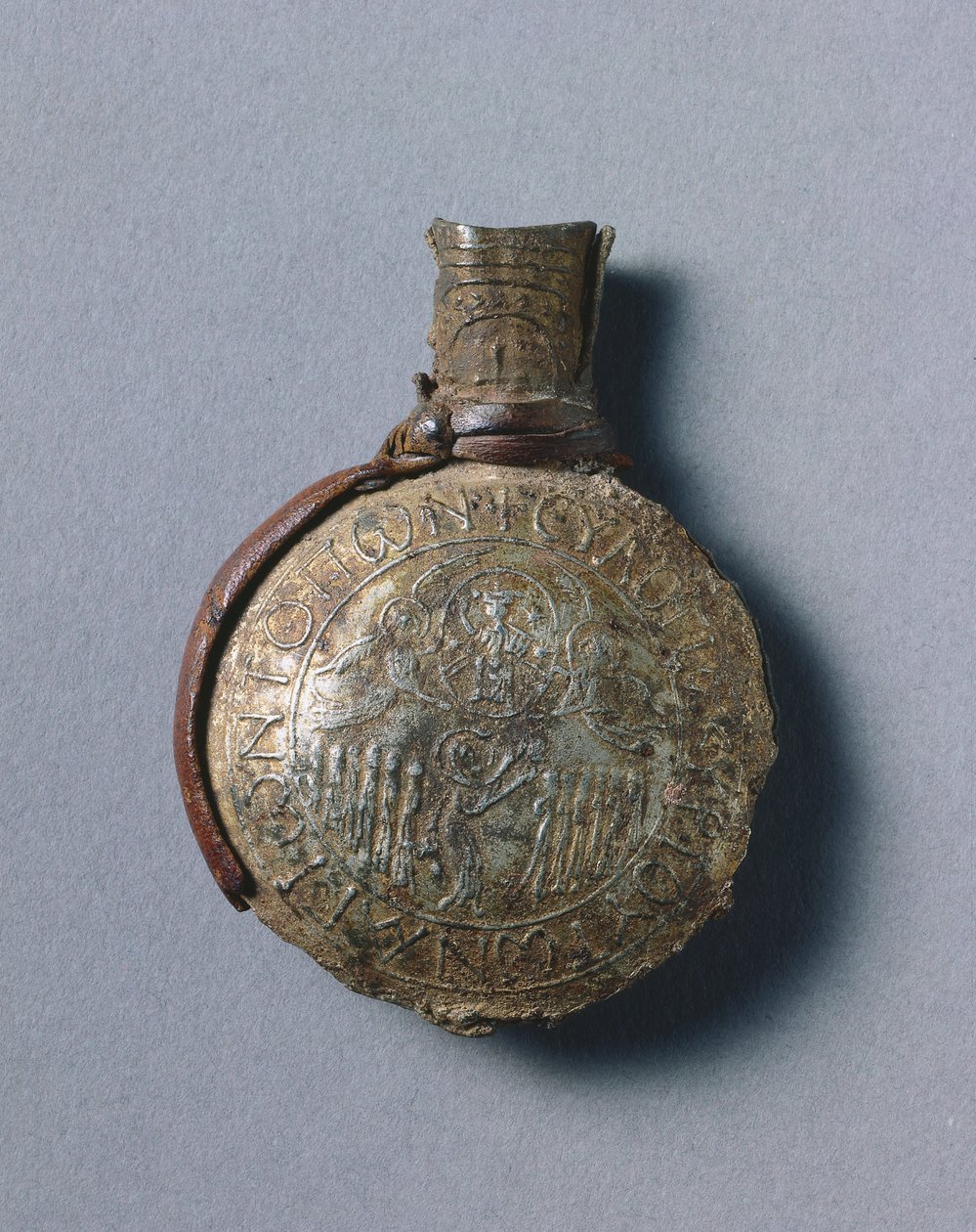 Pilgrims Ampulla med scener av korsfestelsen av Byzantine School