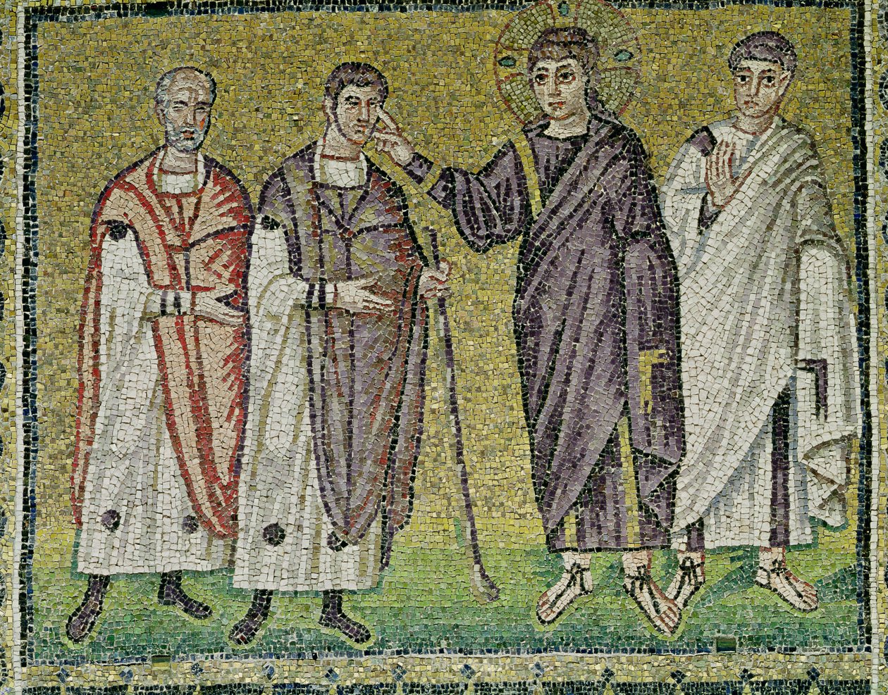 Helbredelsen av to blinde fra Jeriko, scener fra Kristi liv (mosaikk) av Byzantine School