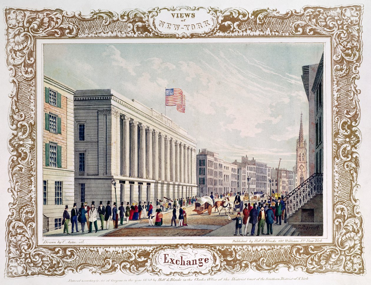 Exchange, New York City, utgitt 1850 av C. Autenrieth