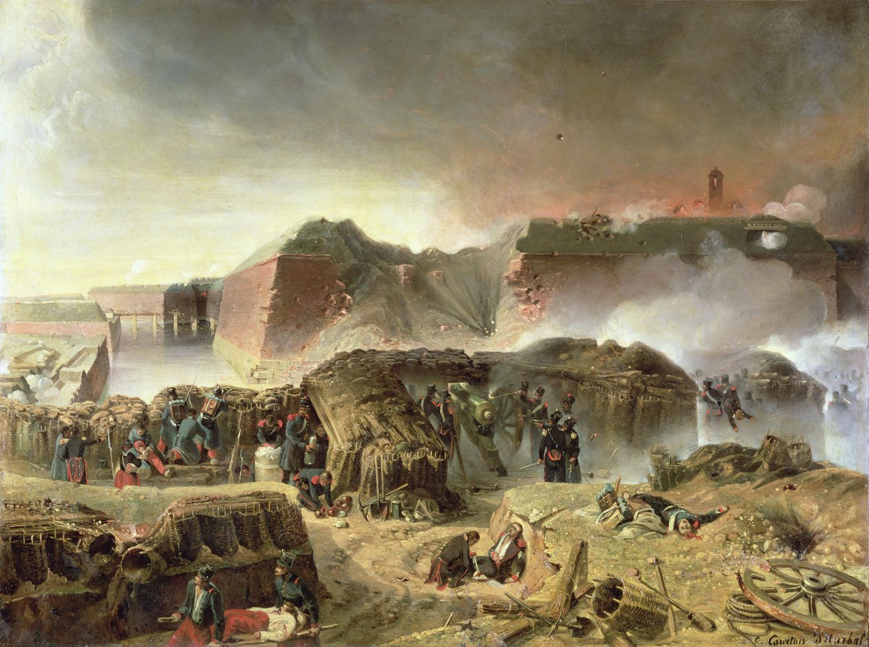 Beleiringen av Antwerpen, 23. desember 1832 av C. Courtois d
