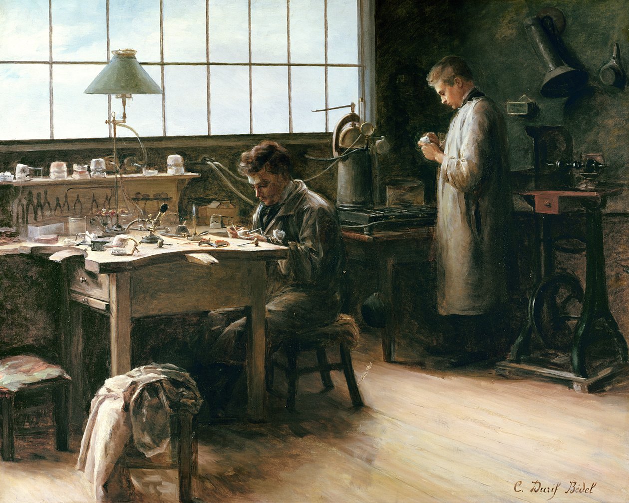 Verkstedet for falske tenner, ca. 1880 av C. Durif Bedel