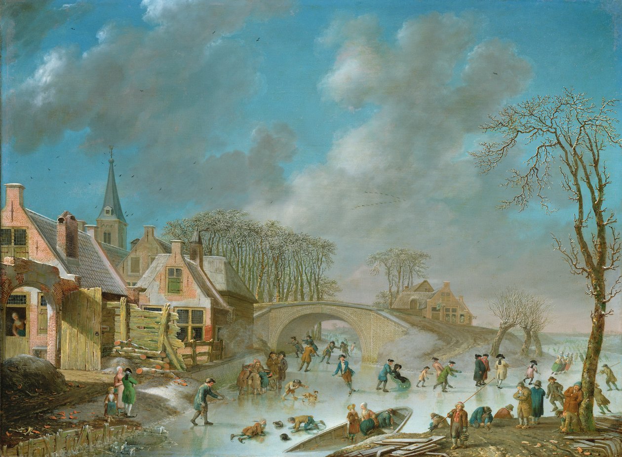 Vinterlandskap med skatere, 1700-tallet av C. Kuipers