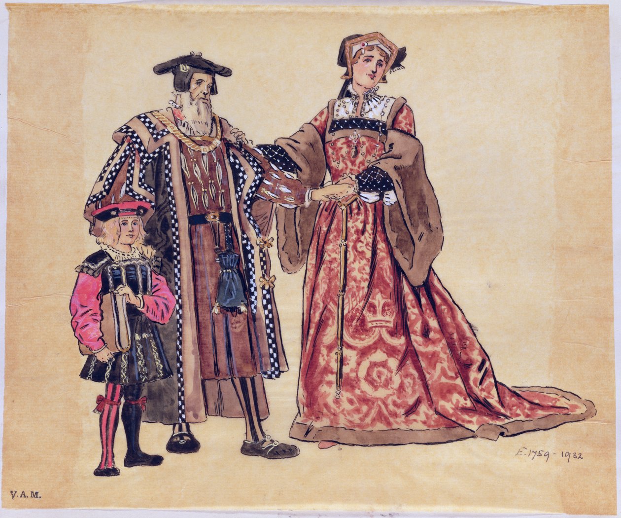 Rosalind and the Old Duke, kostymedesign for As You Like It, produsert av R. Courtneidge ved Princes Theatre, Manchester av C. Wilhelm
