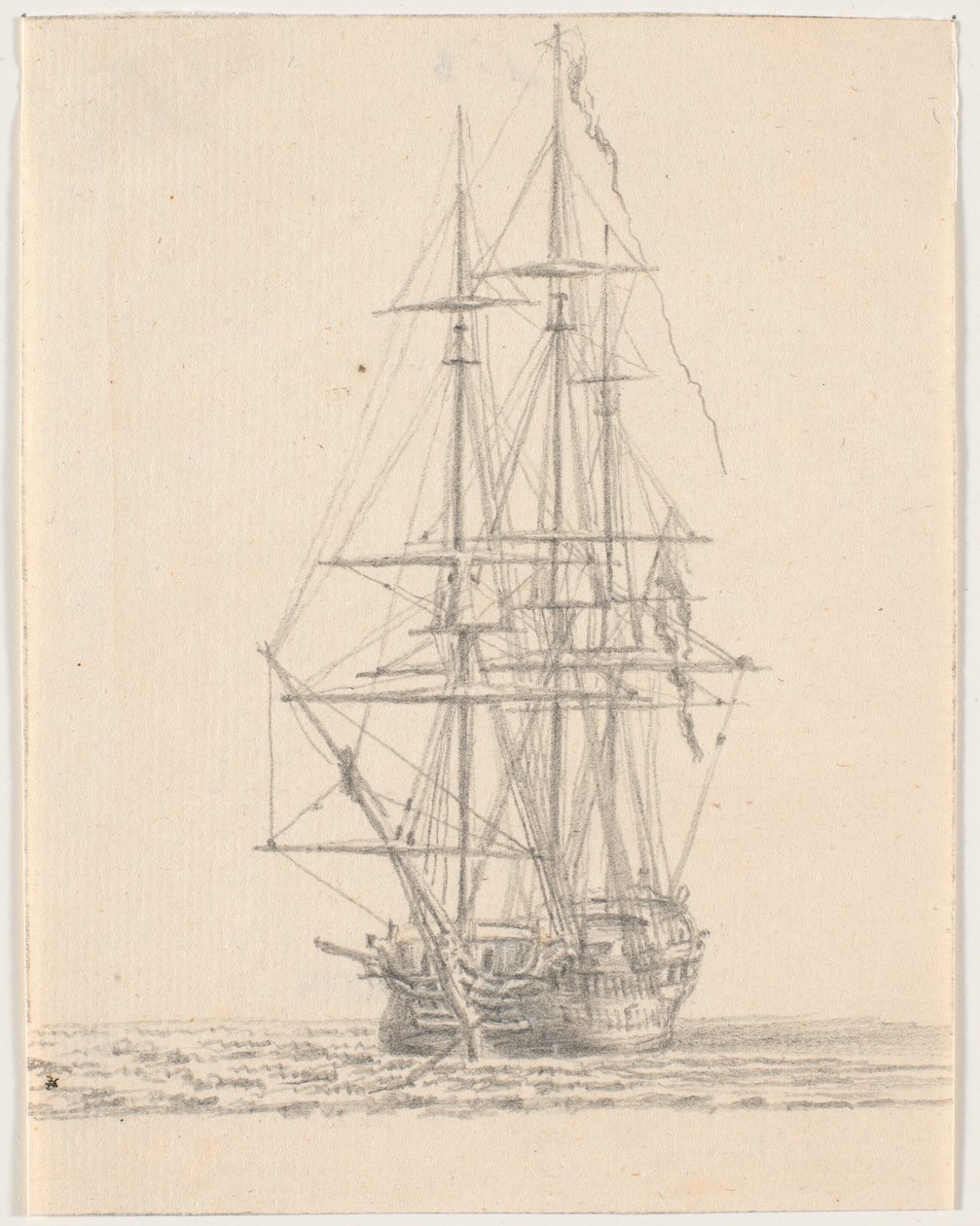 Marineskip med foldede seil av C.A. Lorentzen