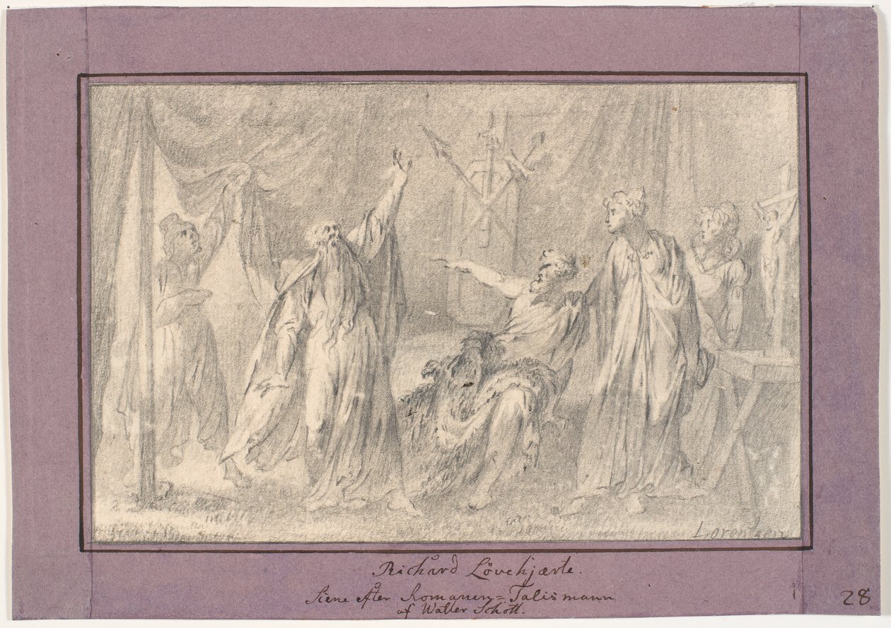 Richard Løvehjerte. Scene fra romanen "The Talisman" (1825) av Walter Scott av C.A. Lorentzen