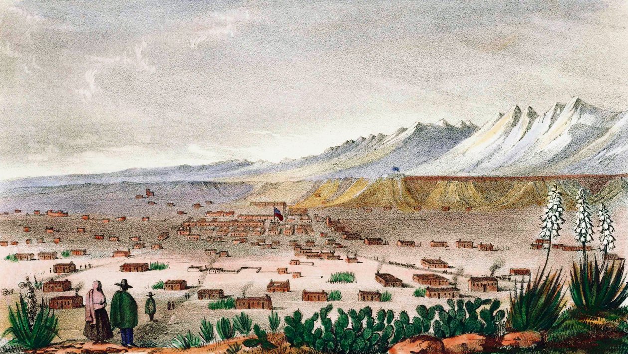Santa Fe, New Mexico, ca. 1848. (trykk) av C.B. Graham
