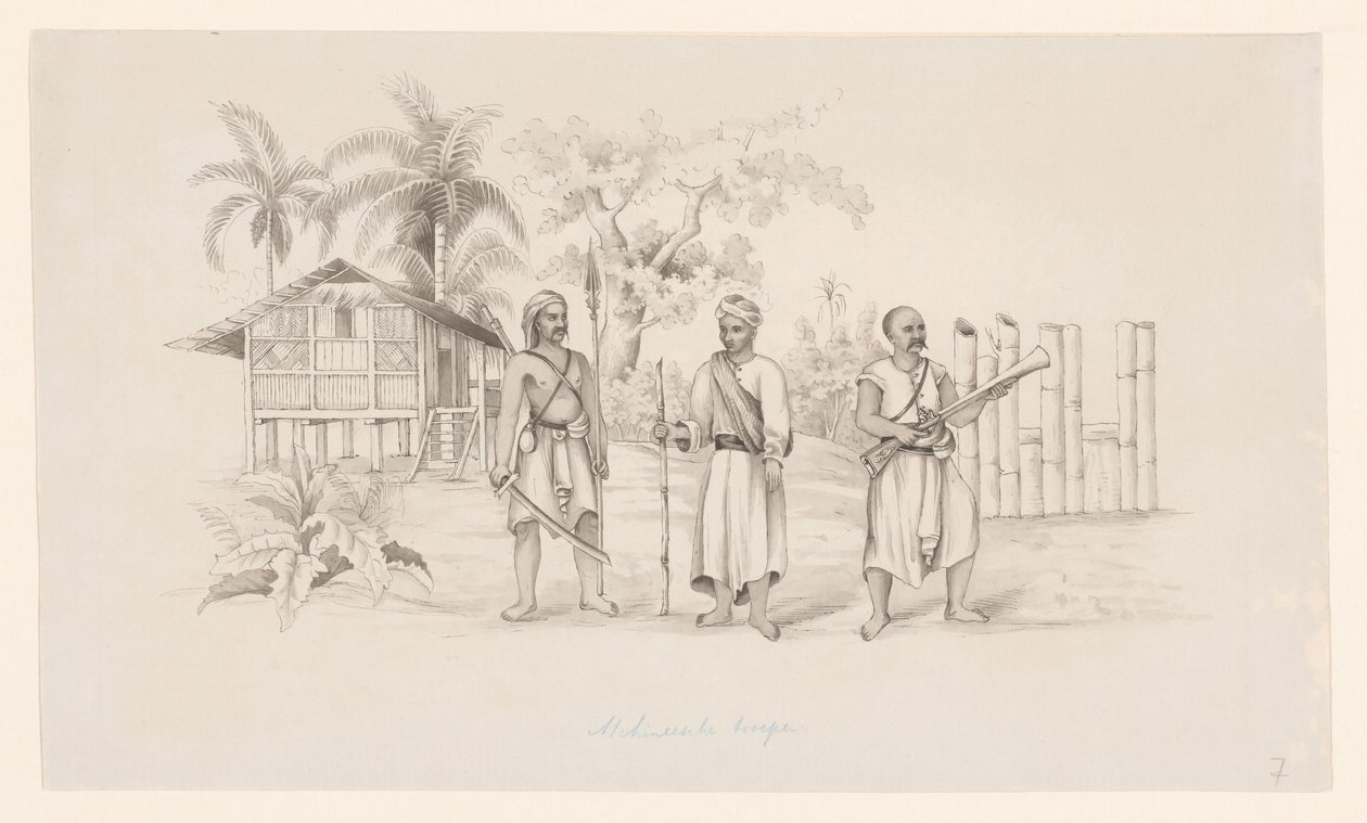 Atkinesiske tropper (tittel på objekt) av C.D. Wulf (attributed to)