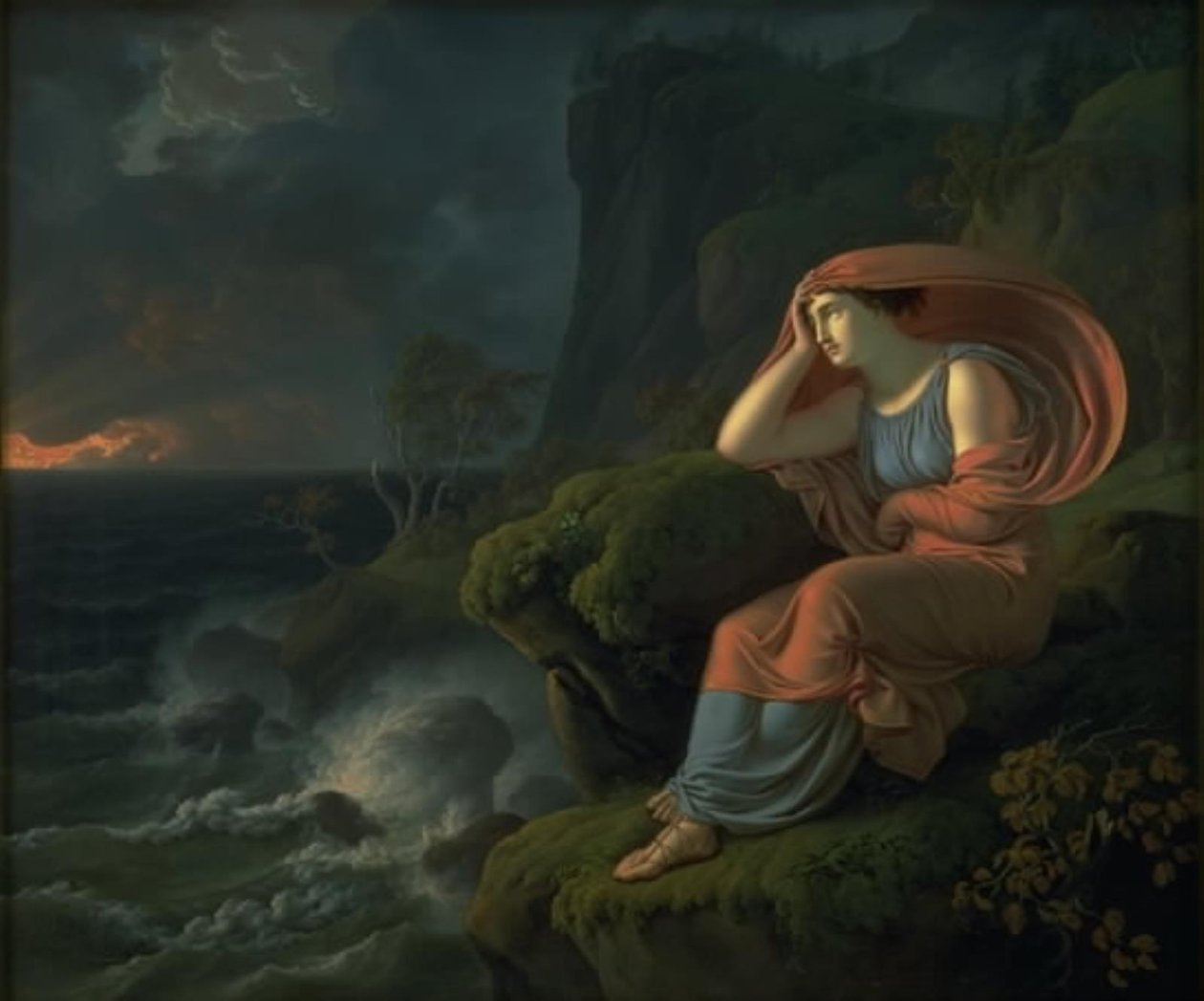 Alcyone venter forgjeves på mannen sin. Episode fra Ovid: Metamorphoses av C.G. Kratzenstein Stub