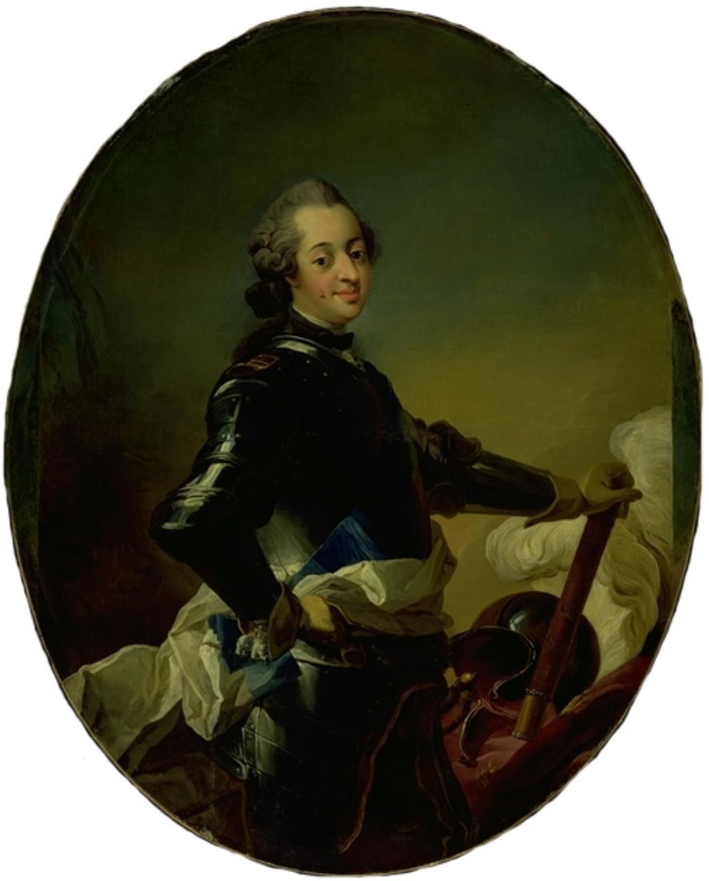Portrett av Frederik V i rustning av C.G. Pilo