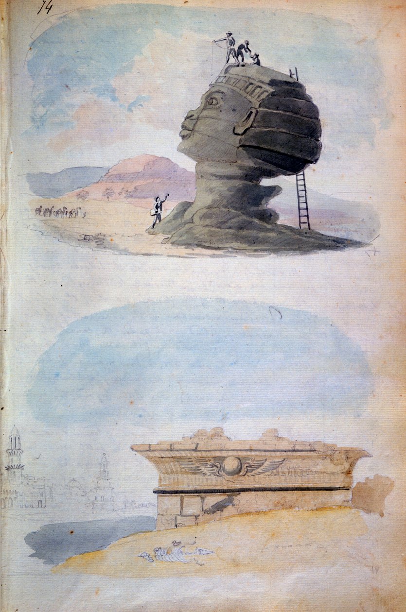 Sfinxen og en grav, Egypt, 1800-tallet av CH Smith