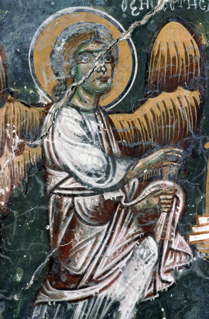 Engel, detalj av malt hvelv av kirken Agios Georgios, Mourne, Kreta, Hellas (bilde) av J.B. and Brown J. Rowbotham