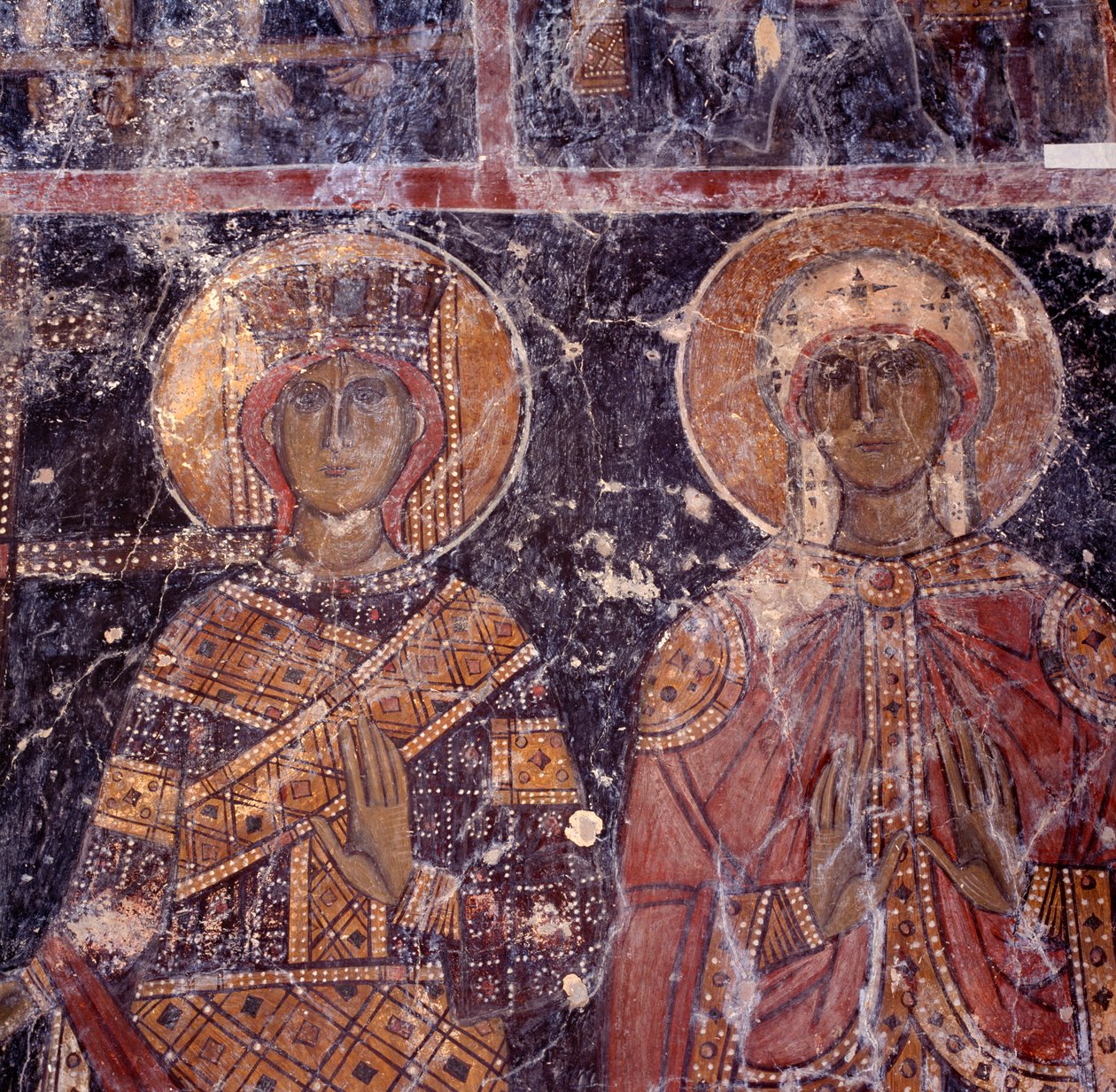 Fresco i den bysantinske kirken Agios Nikolaos, Maza, Kreta, Hellas av J.B. and Brown J. Rowbotham
