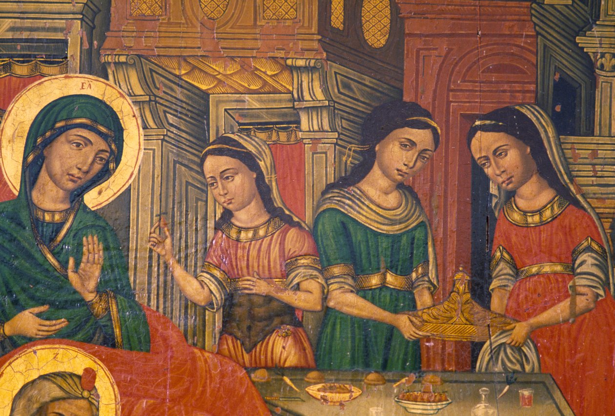 Madonna og kvinner som bærer mat, Arkadi, Kreta, Hellas (bilde) av J.B. and Brown J. Rowbotham