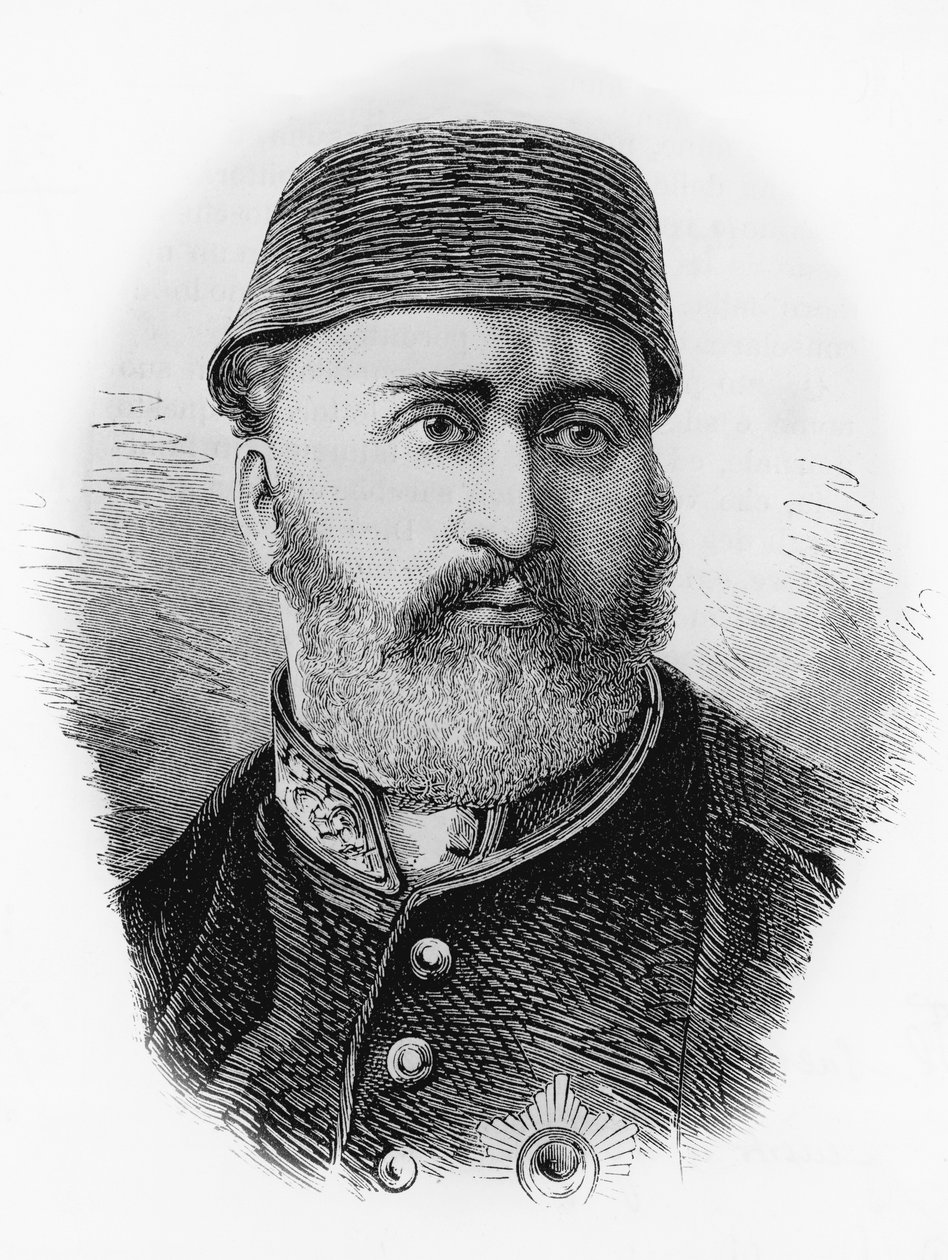 Portrett av Abdulaziz (1830-1876), 32. sultan av det osmanske riket fra 1861, gravering av J.B. and Brown J. Rowbotham