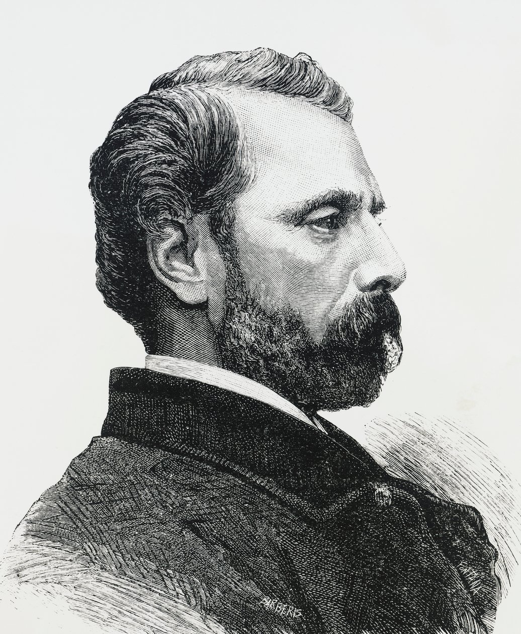 Portrett av Agostino Bertani (1812-1886) i 1860, italiensk lege og patriot, gravering av J.B. and Brown J. Rowbotham