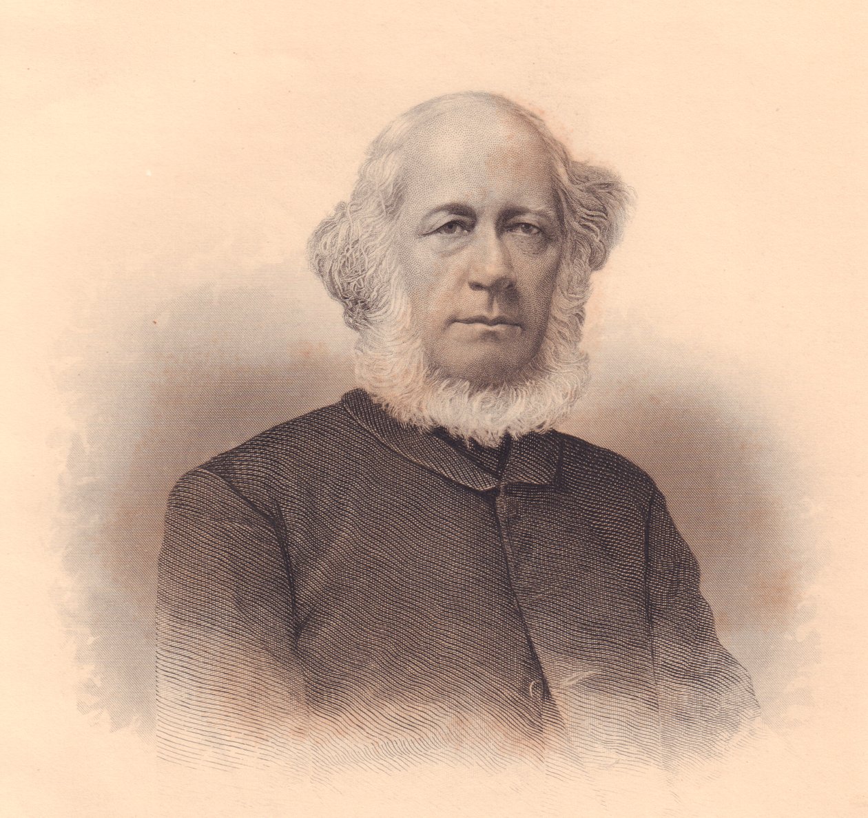 Portrett av den amerikanske veilederen og metodistbiskopen Erastus Wentworth (1813-1886), gravering av FE Jones fra ladies