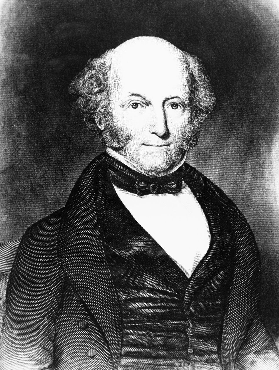 Portrett av Martin Van Buren (1782-1862), amerikansk advokat og politiker som fungerte som USAs åttende president fra 1837 til 1841, gravering av J.B. and Brown J. Rowbotham