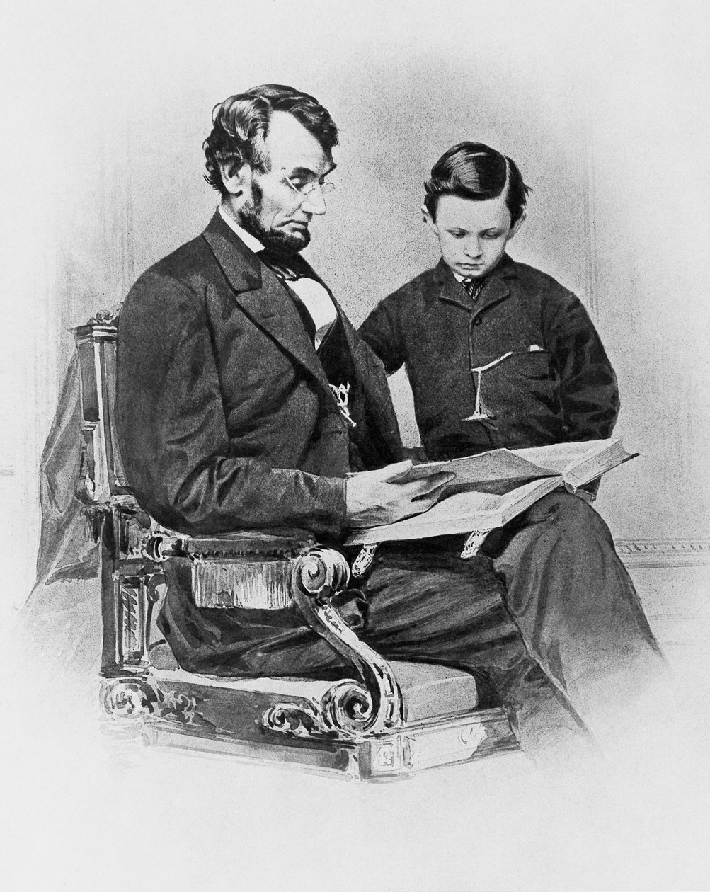 President i Amerikas forente stater Abraham Lincoln (1809-1865) med sønnen Thomas 