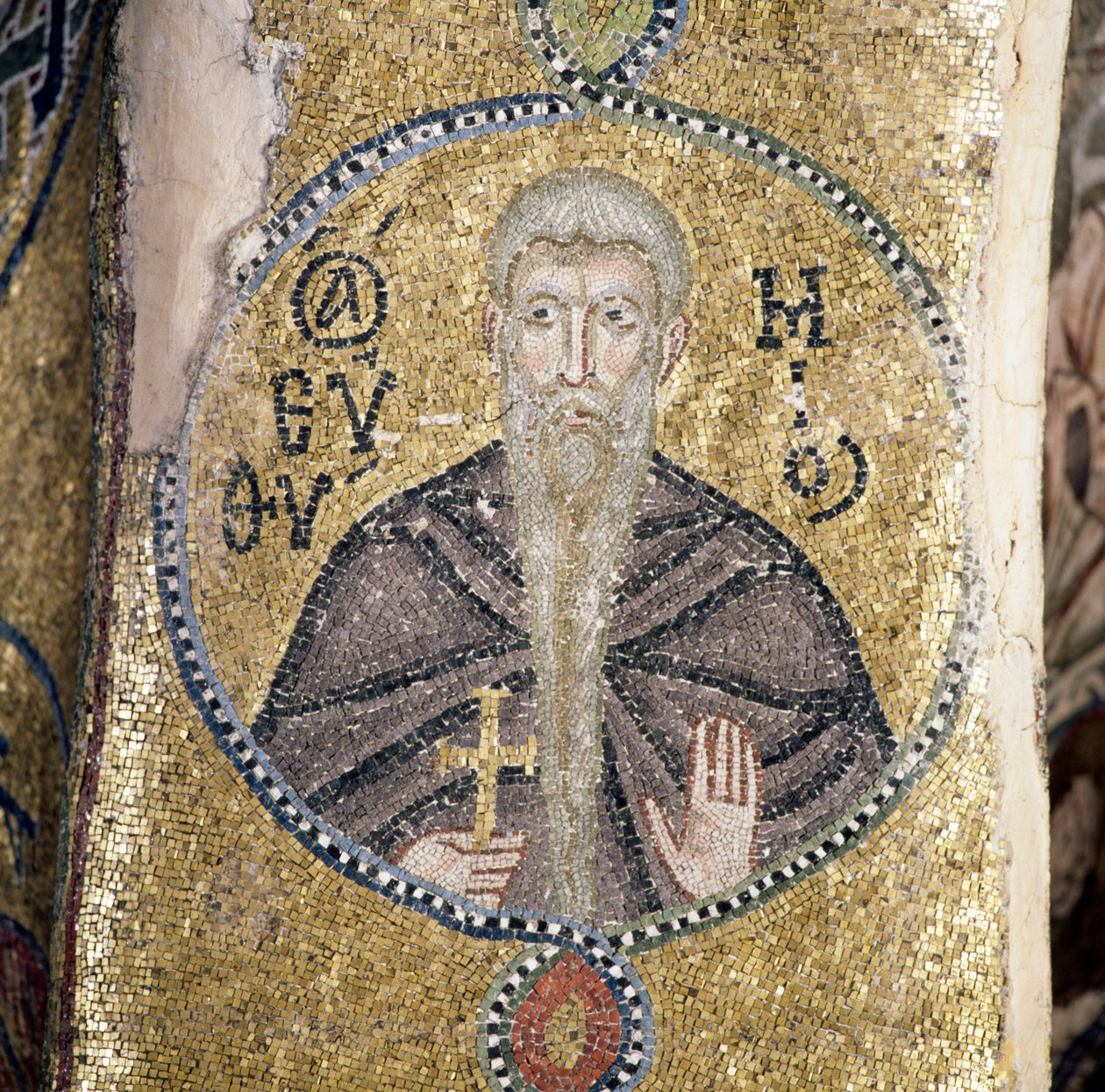 Hellig, mosaikk i katholikon (hovedkirke) i Nea Moni kloster (Unescos verdensarvliste av J.B. and Brown J. Rowbotham