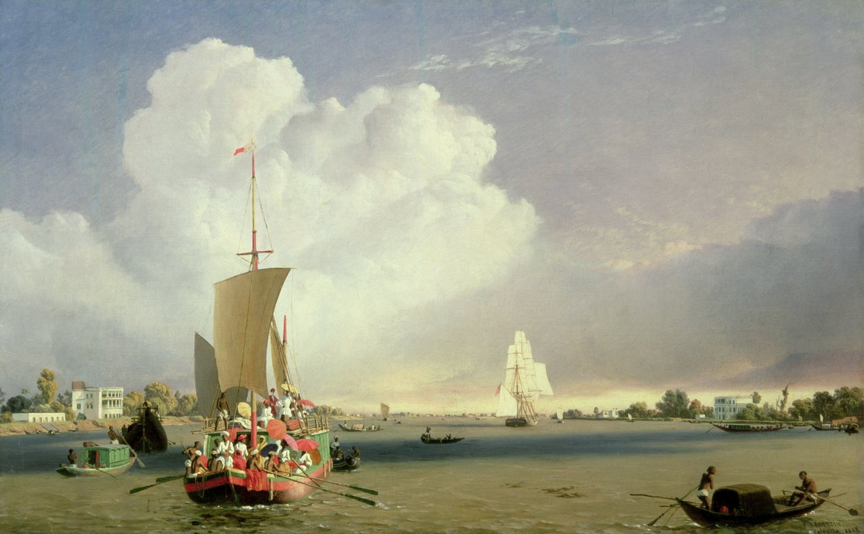 På Hoogly-elven ved Garden Reach nedenfor Calcutta, 1852 av C.J. Martin