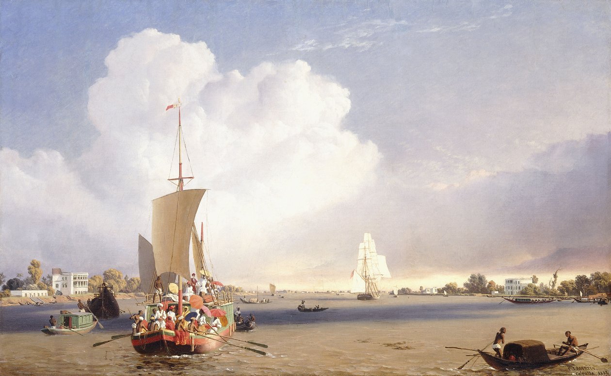 Frakt på Hooghly-elven, Calcutta, 1852 av C.J. Martin