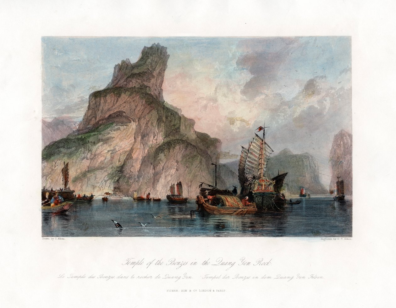 'Bronsens tempel i Quang Yen-klippen', Kina, c1840. av CT Dixon