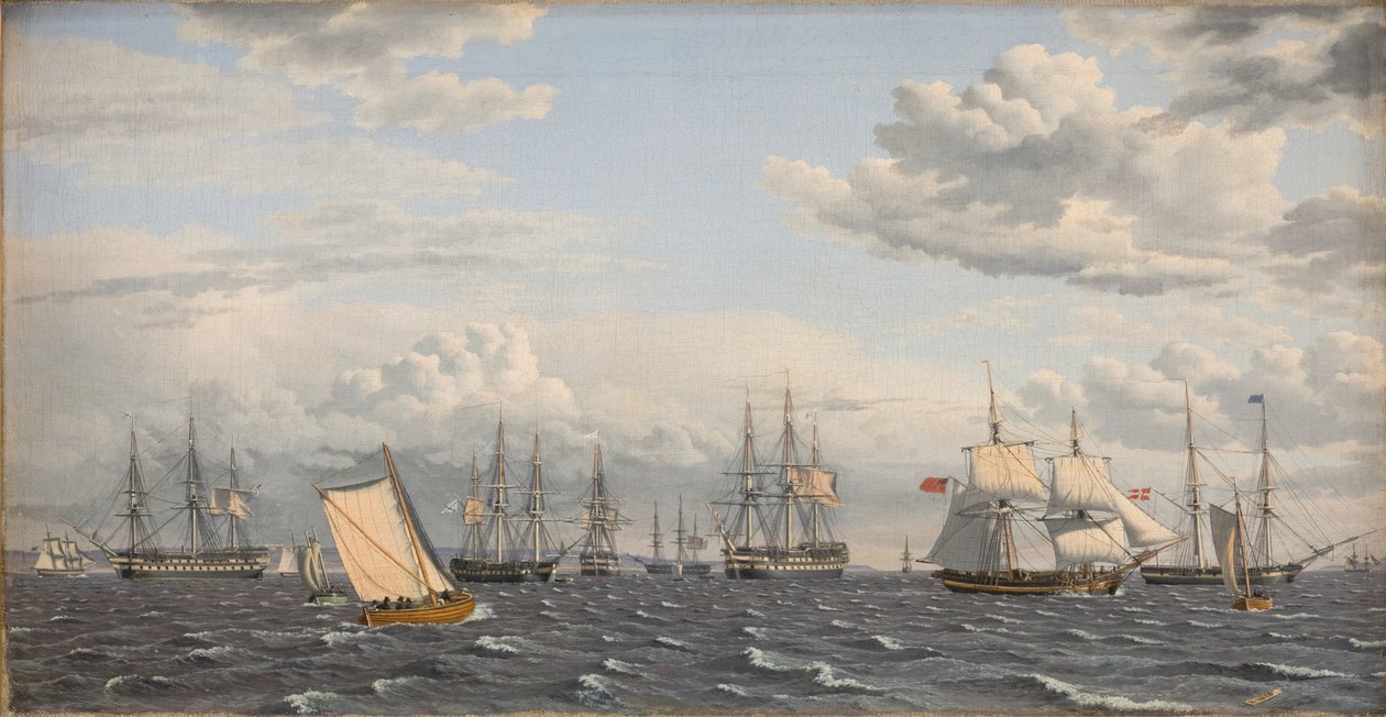 En russisk flåte ved Anker nær Helsingør av Christoffer Wilhelm Eckersberg