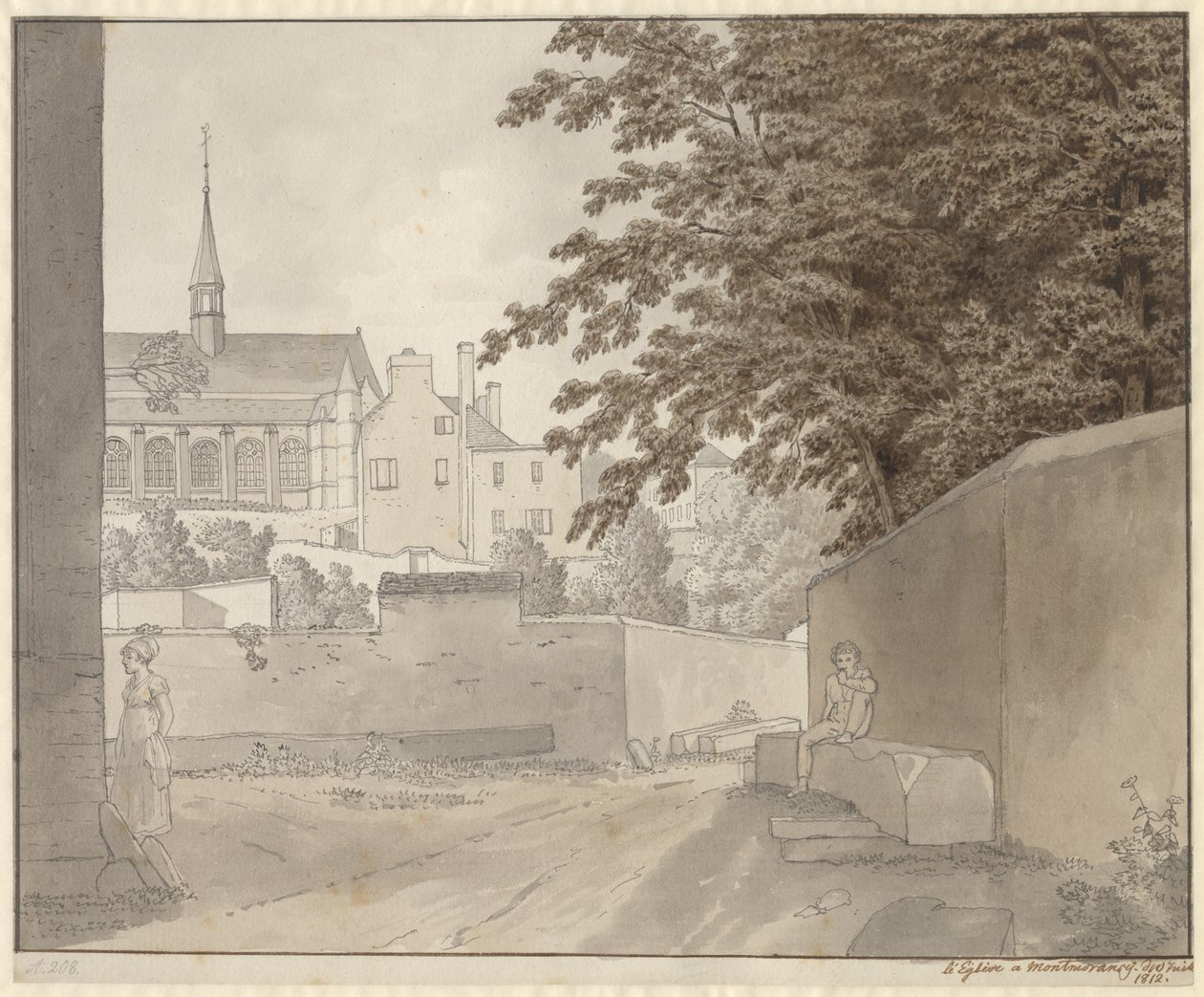 Ved Saint-Martins kirke i Montmorency, nord for Paris, 10. juli 1812 av Christoffer Wilhelm Eckersberg