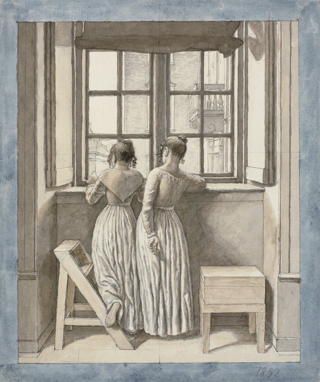 Ved et vindu i kunstnerens studio av Christoffer Wilhelm Eckersberg