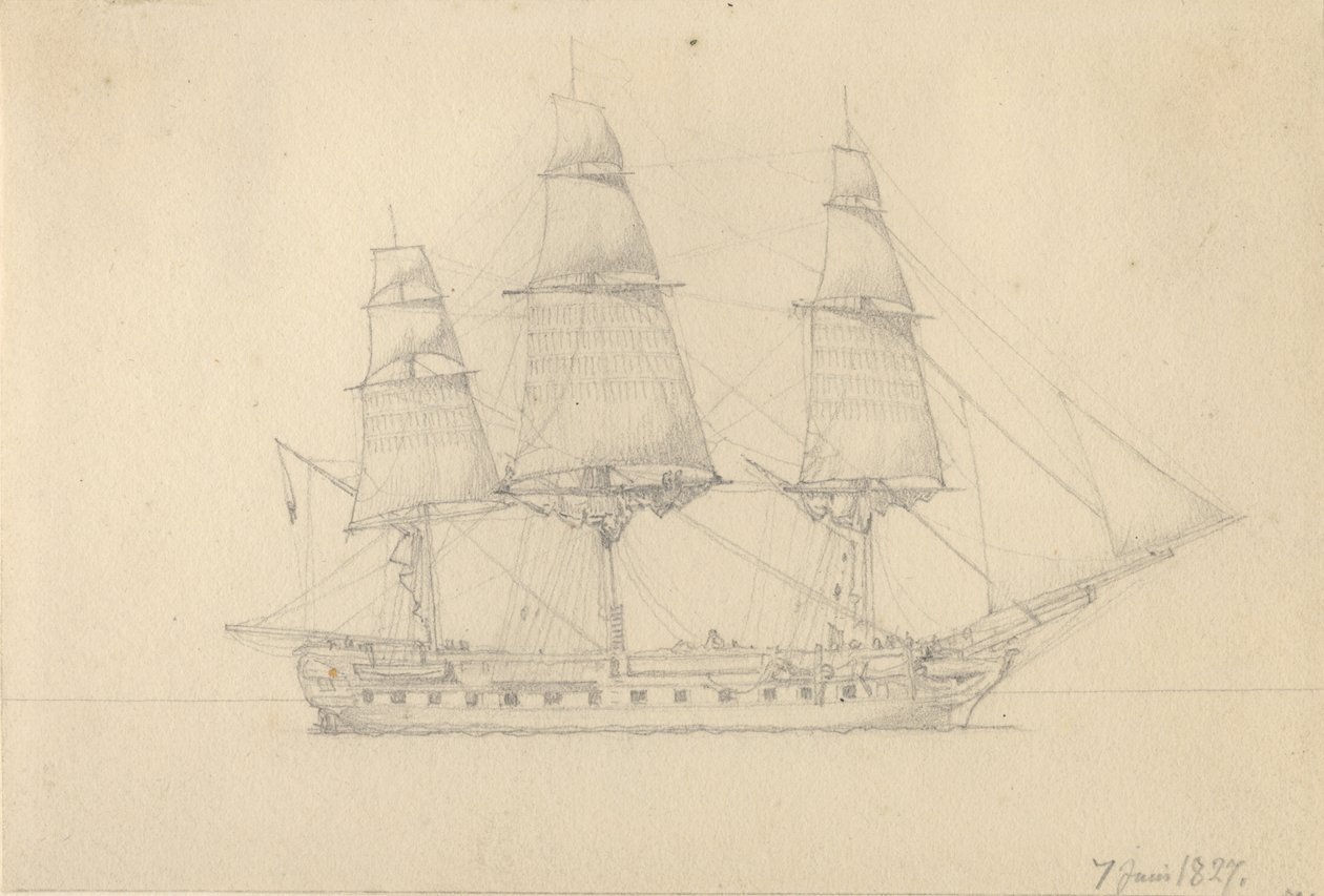 Og fregatt. av Christoffer Wilhelm Eckersberg