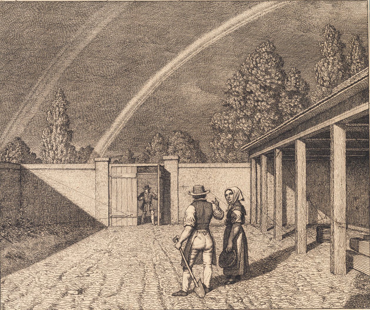 En dobbel regnbue. Illustrasjon for "Lineært perspektiv", plate V av Christoffer Wilhelm Eckersberg