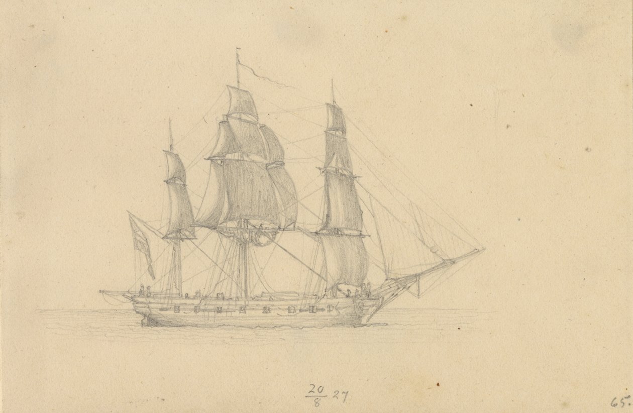 En korvet. av Christoffer Wilhelm Eckersberg