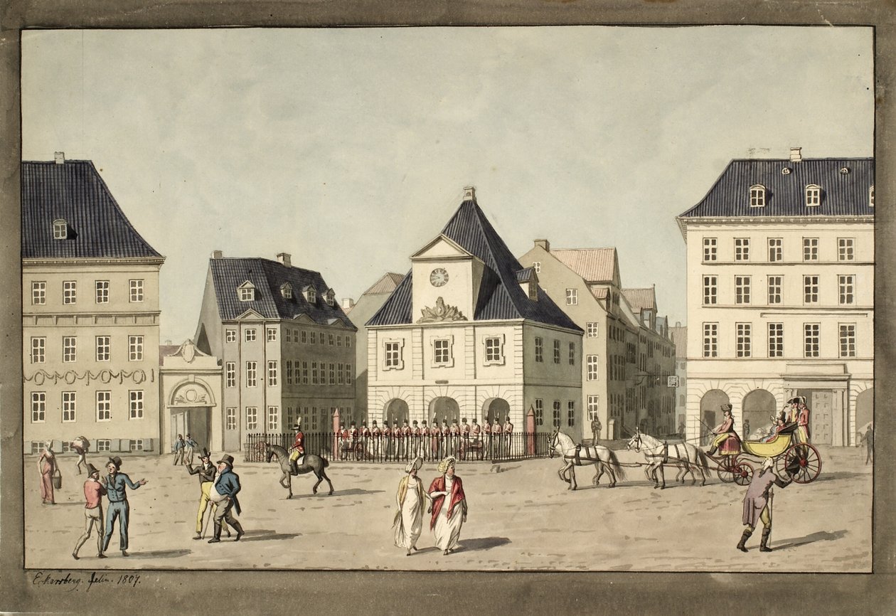 Kongens Nytorv med hovedvakten av Christoffer Wilhelm Eckersberg