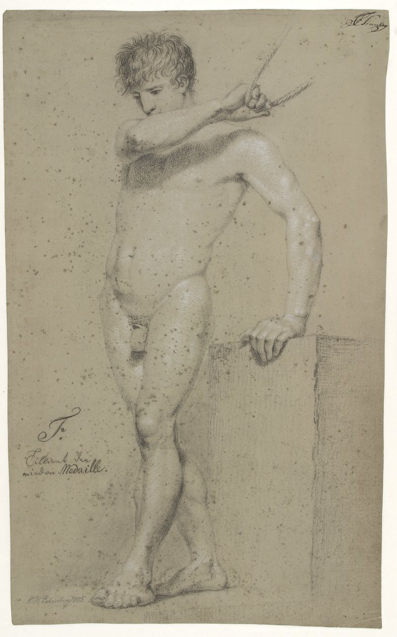 Mannlig stående modell, profil venstre av Christoffer Wilhelm Eckersberg