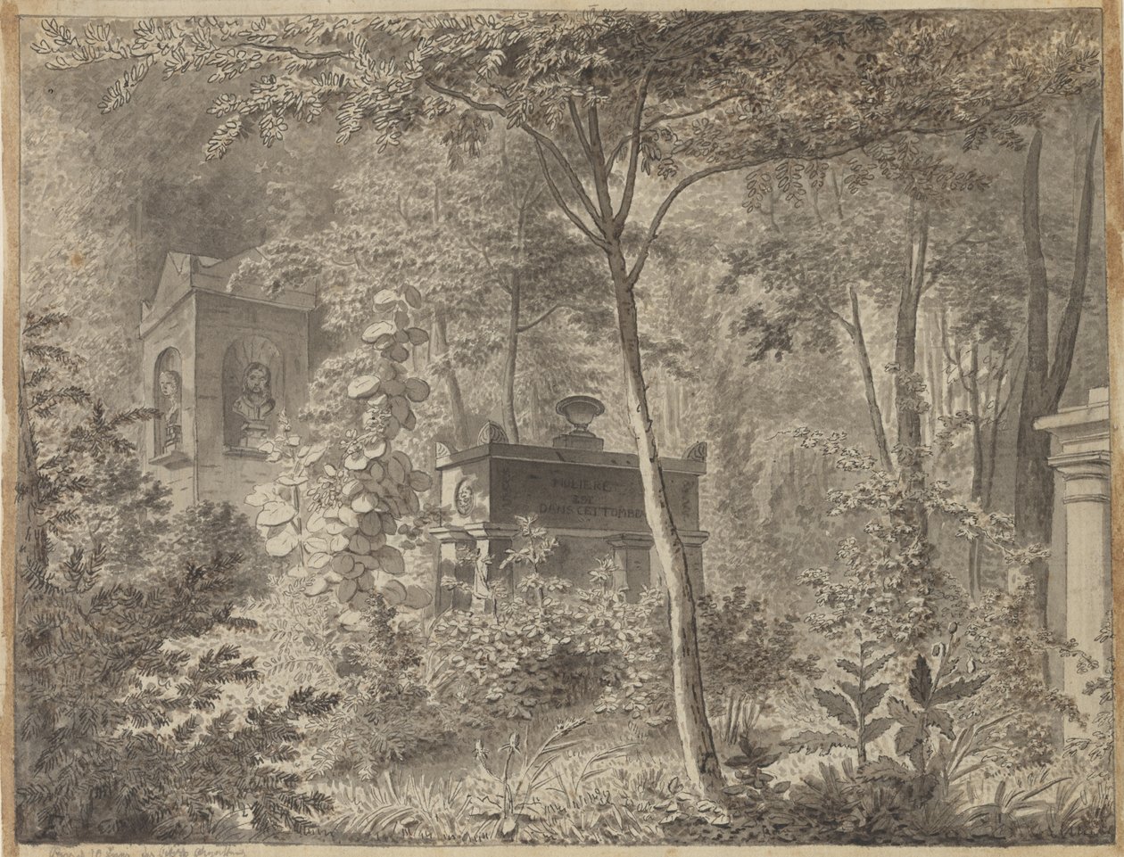 Molières grav i Jardin Elysée des Petits Augustins, Paris 10. juni (1811) av Christoffer Wilhelm Eckersberg