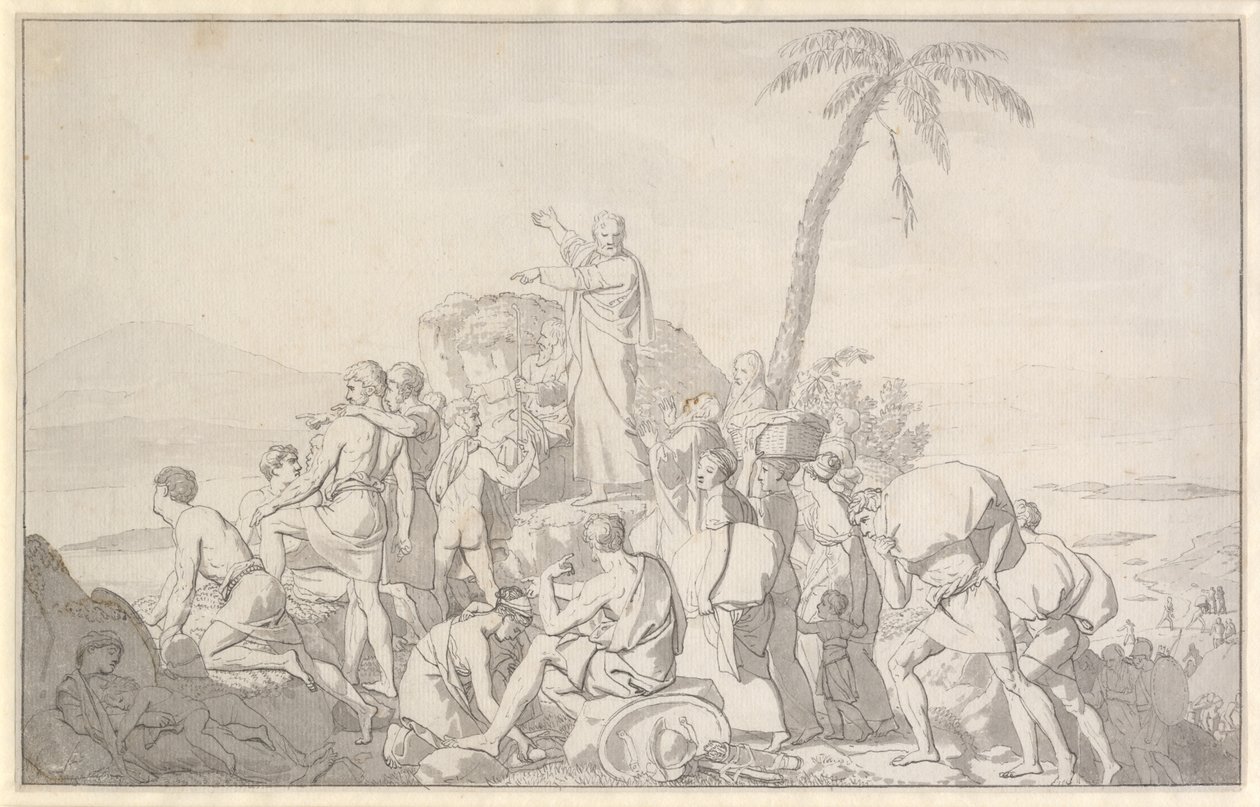 Moses deler vannet og Faraos hær er oppslukt av Christoffer Wilhelm Eckersberg