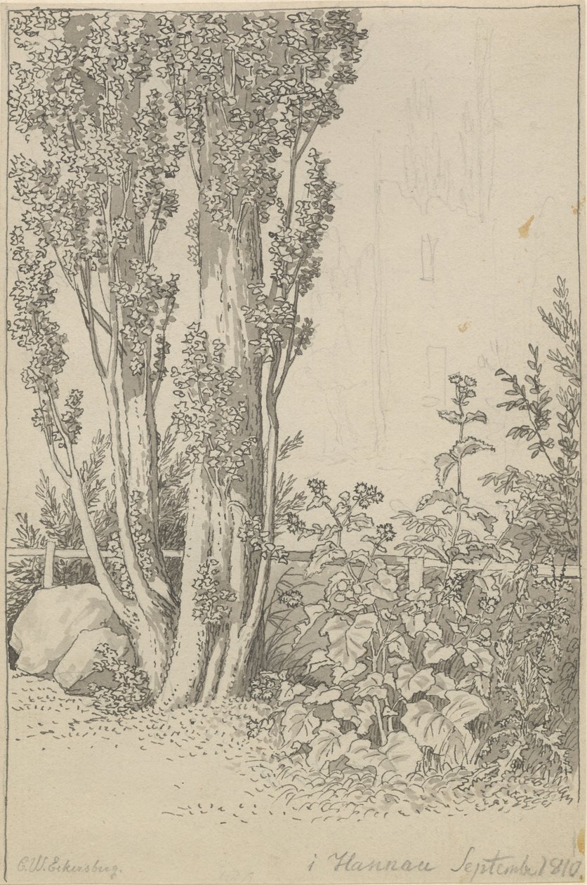 Popler og ville vekster ved Hanau av Christoffer Wilhelm Eckersberg