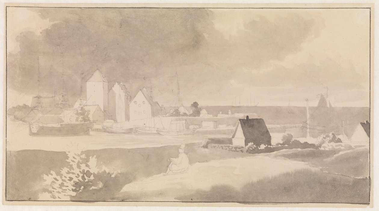 Prospekt av Korsør av Christoffer Wilhelm Eckersberg