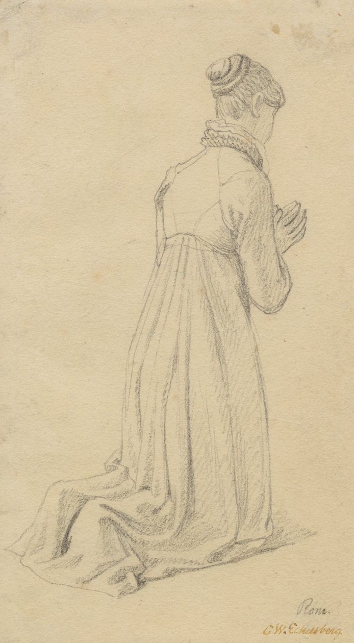 Studie av en knelende kvinne. av Christoffer Wilhelm Eckersberg
