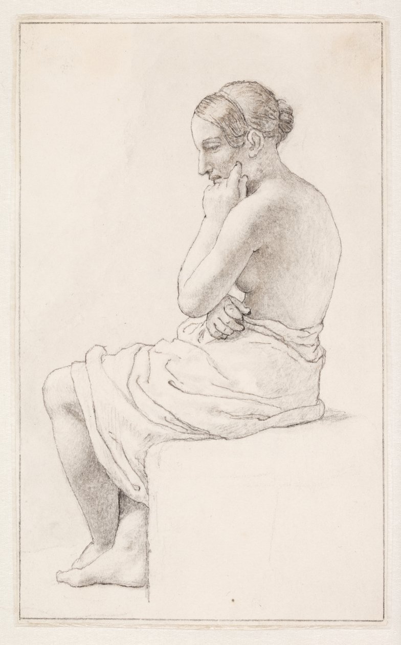 Studie av en sittende halvnaken kvinne av Christoffer Wilhelm Eckersberg