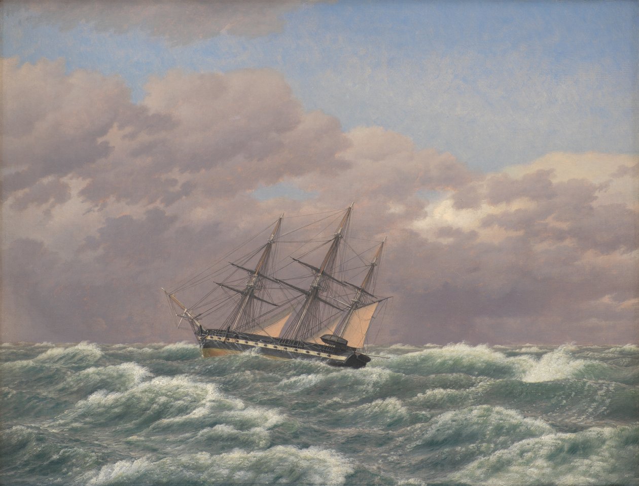 Korvetten "Galathea" i en storm i Nordsjøen av Christoffer Wilhelm Eckersberg