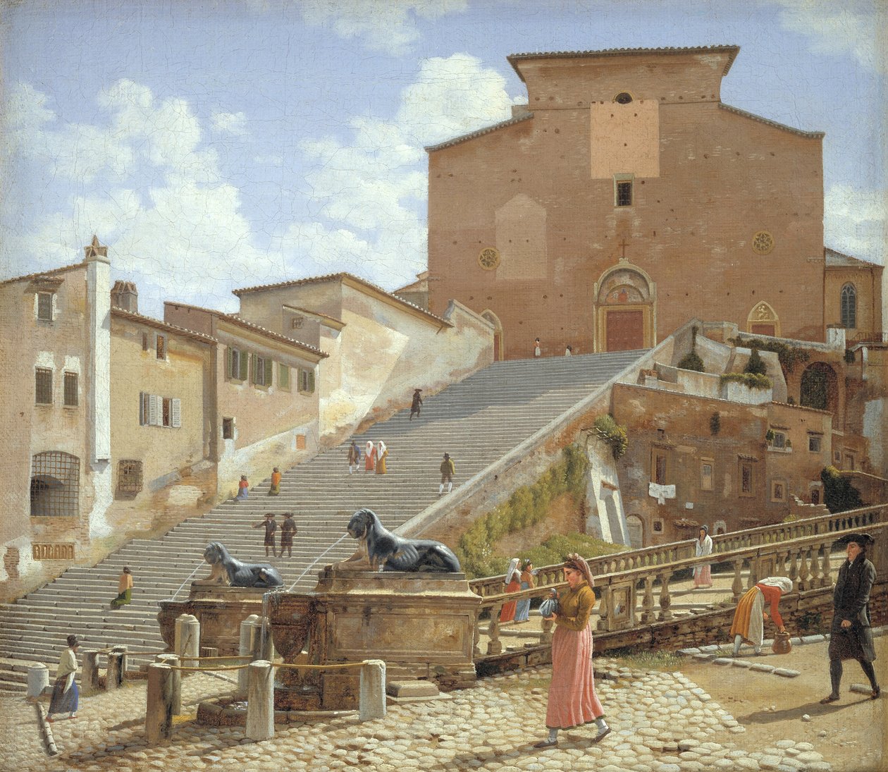 Marmortrappen som leder opp til Santa Maria-kirken i Aracoeli i Roma av Christoffer Wilhelm Eckersberg