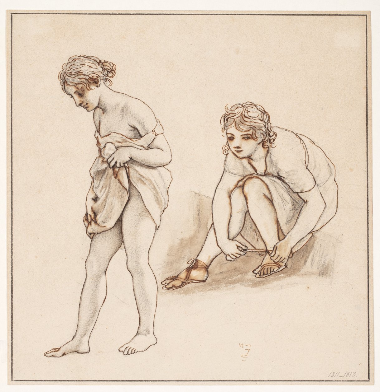 To studier av en halvnaken kvinne av Christoffer Wilhelm Eckersberg