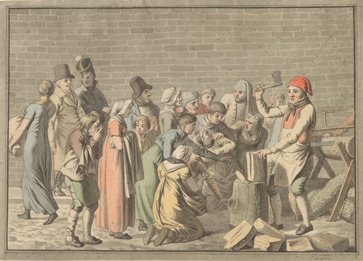 Utdeling av ved til de fattige av Christoffer Wilhelm Eckersberg